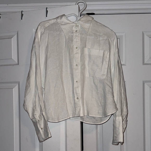 Banana Republic White Linen Button-Up Shirt - Picture 2 of 8